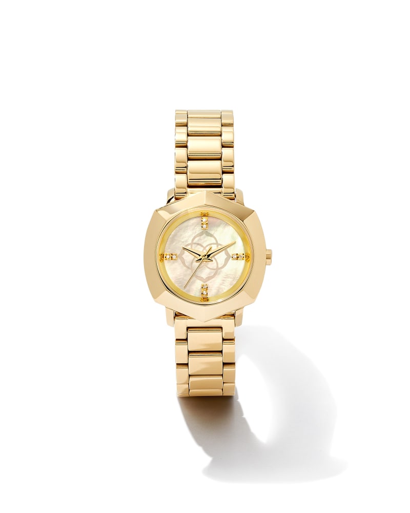  Dira Gold Tone Stainless Steel 28mm Watch In Ivory Mother-of-Pearl
