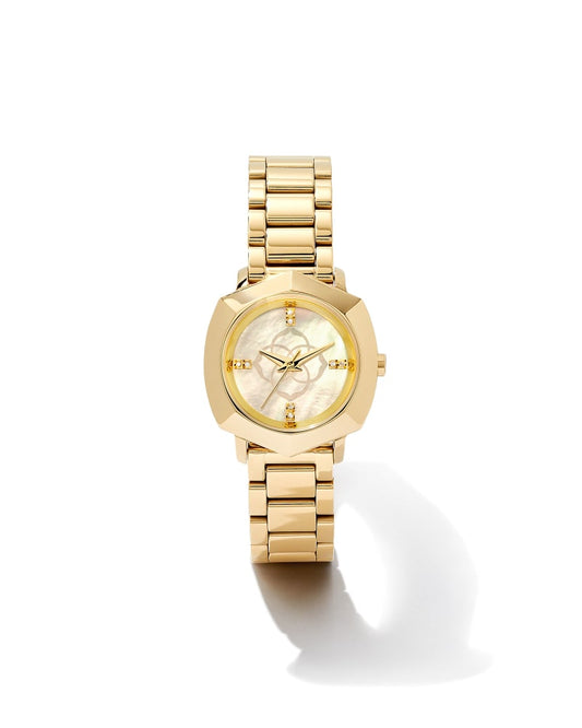  Dira Gold Tone Stainless Steel 28mm Watch In Ivory Mother-of-Pearl