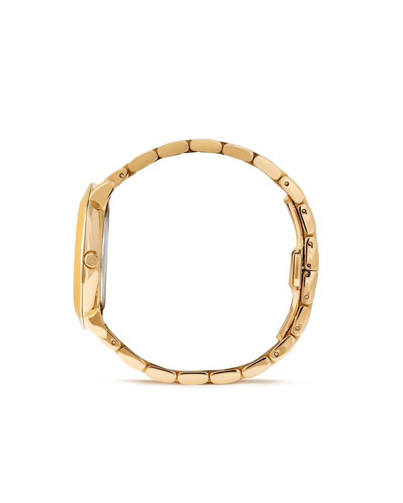  Dira Gold Tone Stainless Steel 38mm Diamond Dial Watch In Ivory Mother-of-Pearl