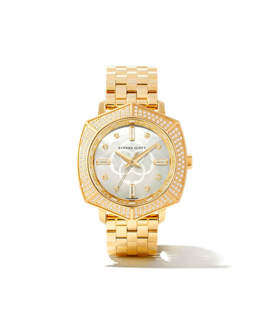  20th Anniversary Dira Gold Diamond 38mm Watch In Ivory Mother-of-Pearl