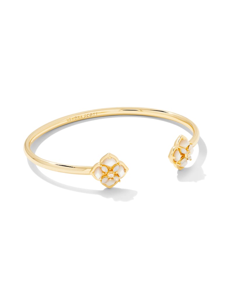  Dira Stone Gold Cuff Bracelet In Ivory Mix