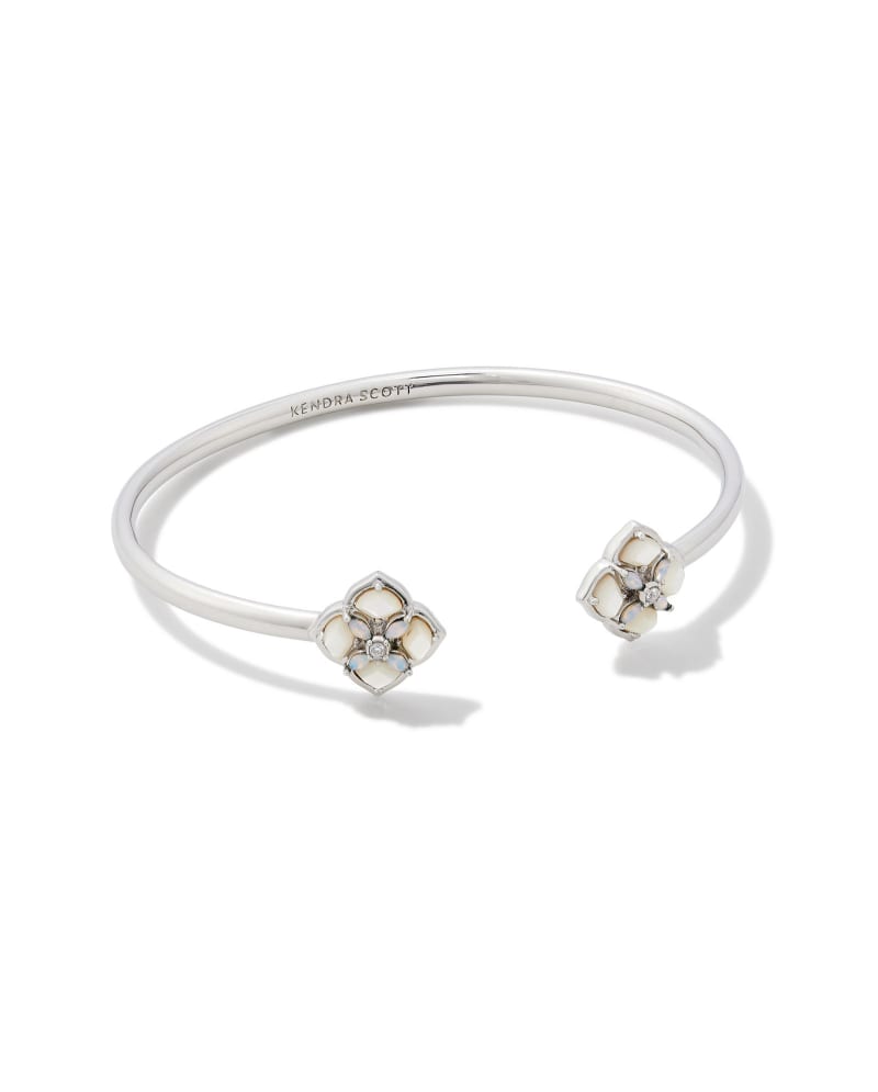  Dira Stone Silver Cuff Bracelet In Ivory Mix
