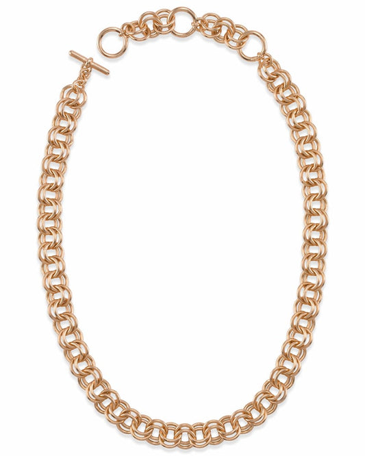  18 Inch Double Chain Link Necklace In Rose Gold