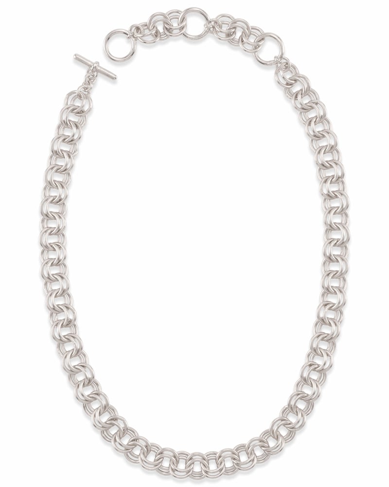 18 Inch Double Chain Link Necklace In Silver