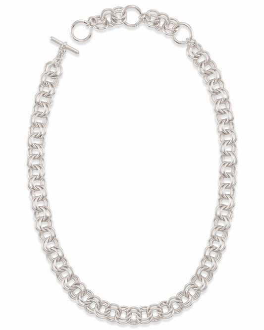  18 Inch Double Chain Link Necklace In Silver