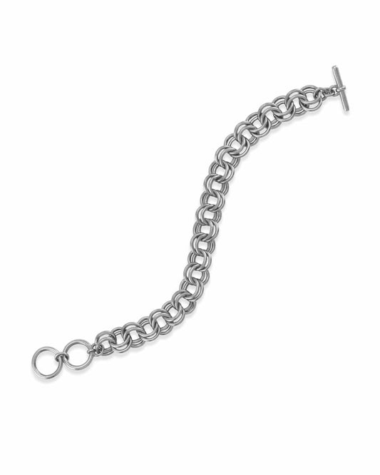  Double Link Toggle Bracelet In Vintage Silver