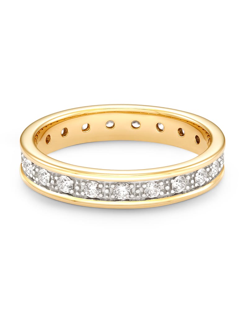  Drew 14k Yellow Gold Band Ring In White Diamond
