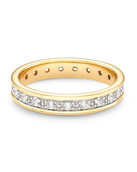  Drew 14k Yellow Gold Band Ring In White Diamond