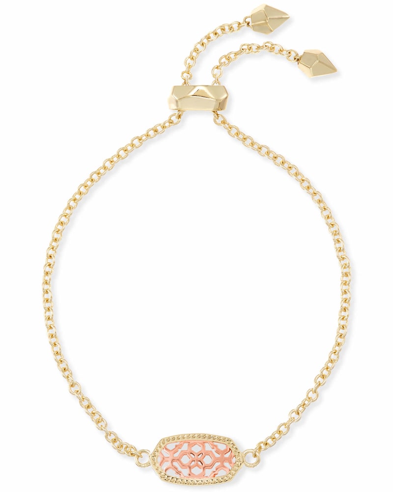  Elaina Gold Adjustable Chain Bracelet In Rose Gold Filigree Mix