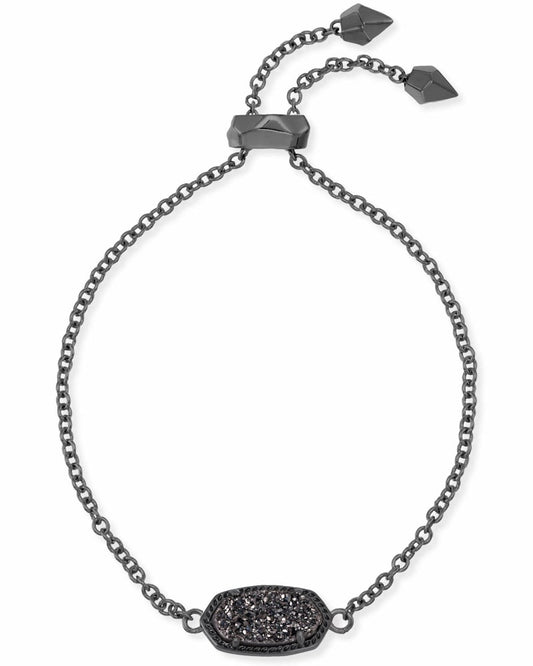  Elaina Gunmetal Adjustable Chain Bracelet In Black Drusy