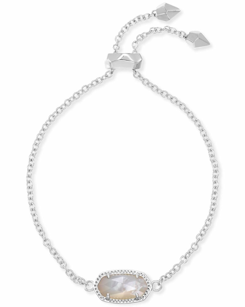  Elaina Silver Adjustable Chain Bracelet In Ivory Pearl 