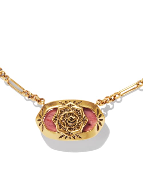  Elisa Etch Frame Short Pendant Necklace