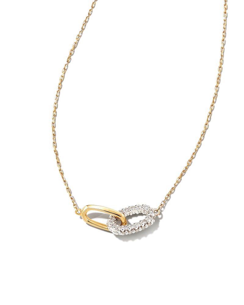  Elisa 14k Yellow Gold Interlocking Pendant Necklace In White Diamond