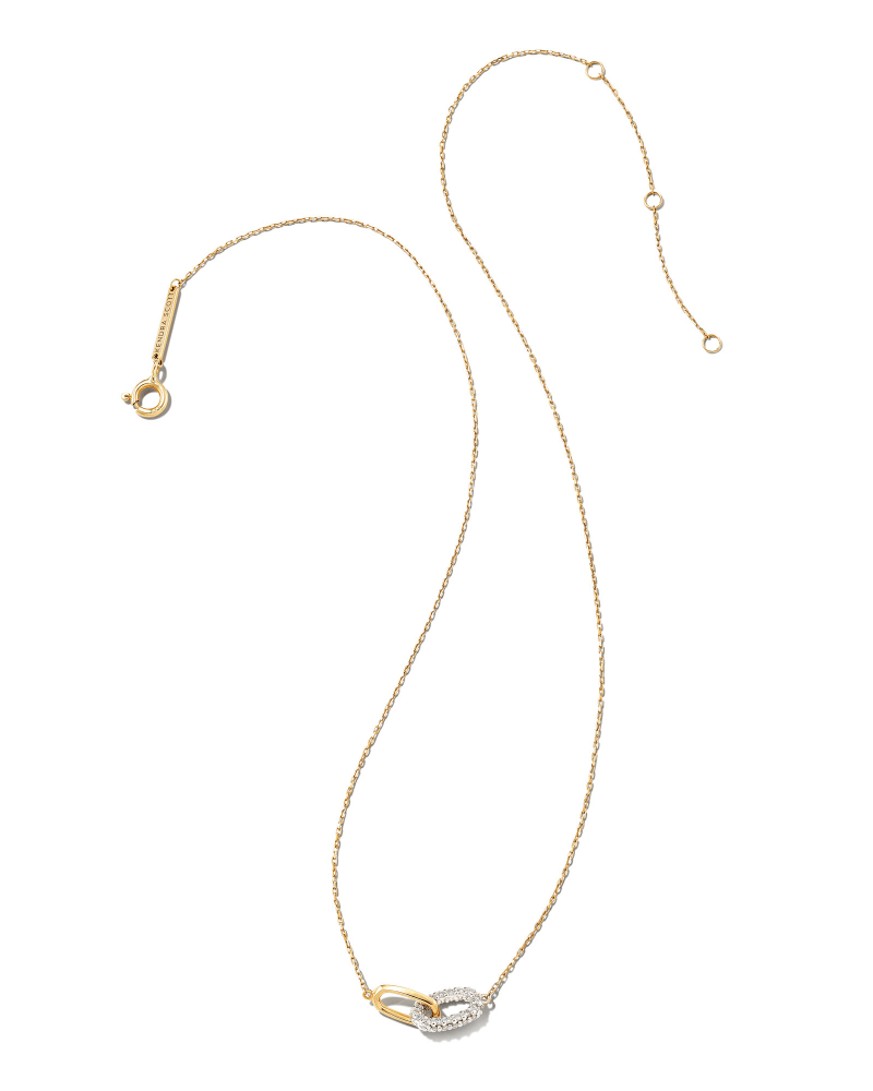  Elisa 14k Yellow Gold Interlocking Pendant Necklace In White Diamond