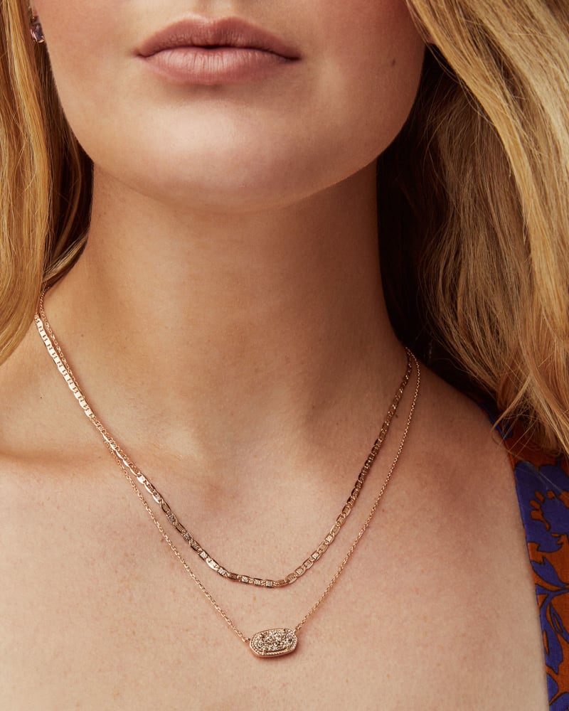 Elisa Rose Gold Multi Strand Necklace In Rose Gold Drusy