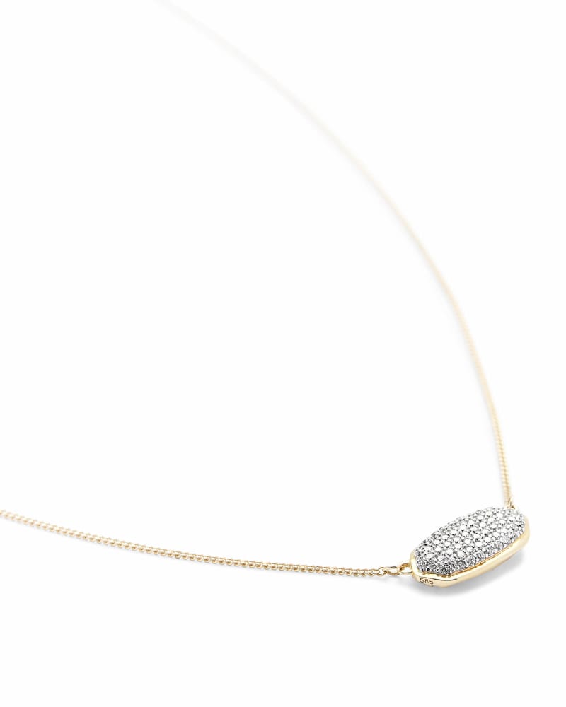  Elisa Pendant Necklace In Pave Diamond And 14k Yellow Gold