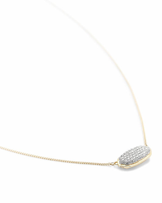  Elisa Pendant Necklace In Pave Diamond And 14k Yellow Gold