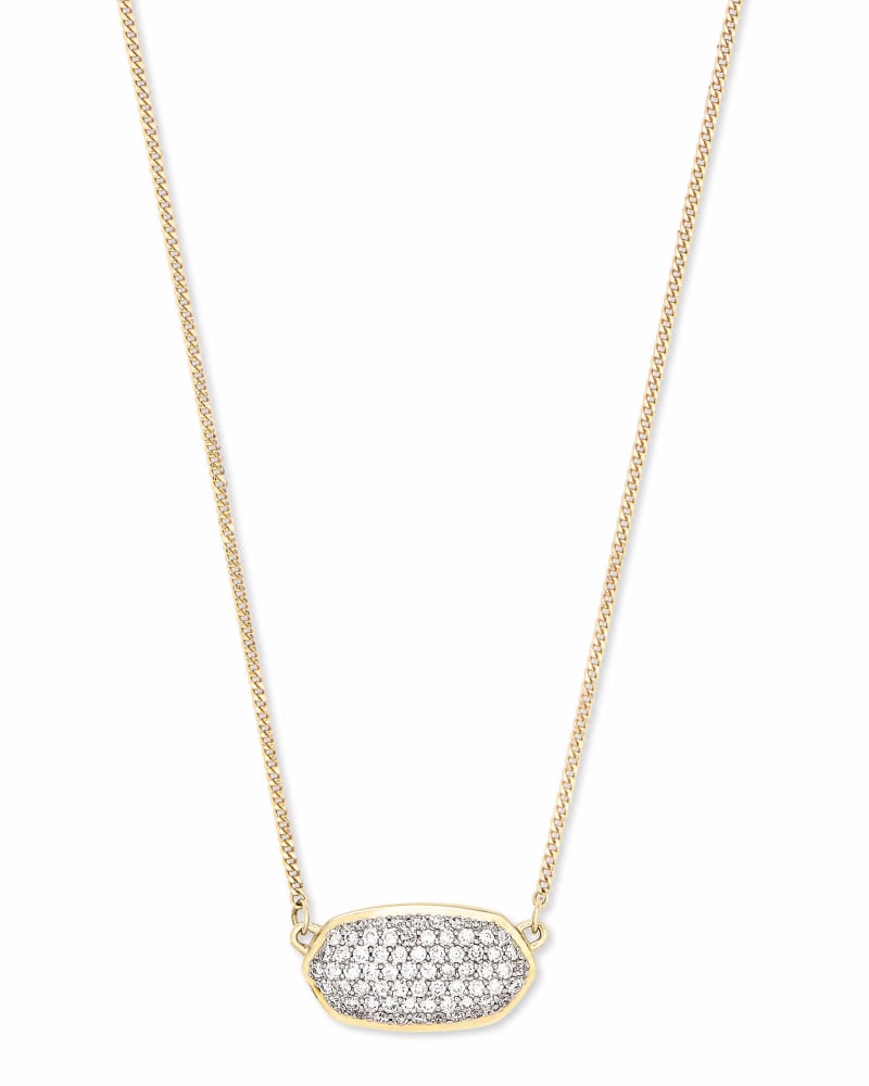  Elisa Pendant Necklace In Pave Diamond And 14k Yellow Gold