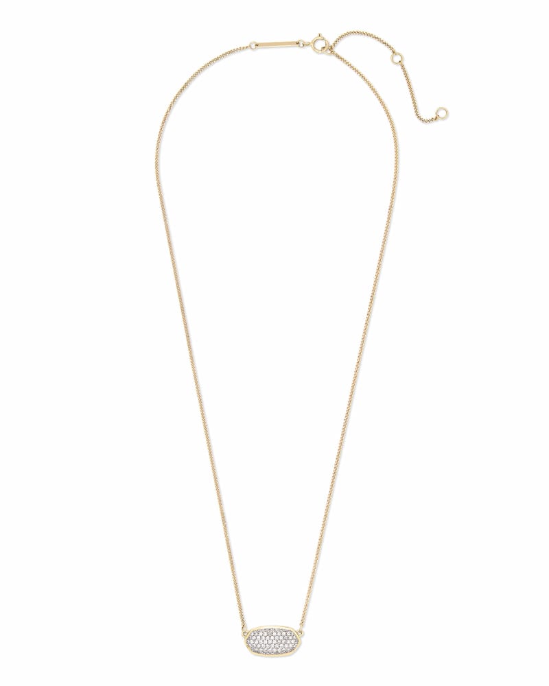  Elisa Pendant Necklace In Pave Diamond And 14k Yellow Gold