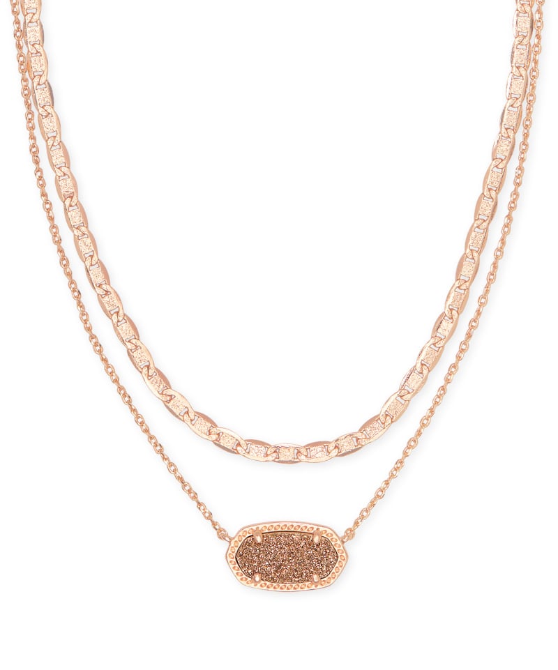  Elisa Rose Gold Multi Strand Necklace In Rose Gold Drusy