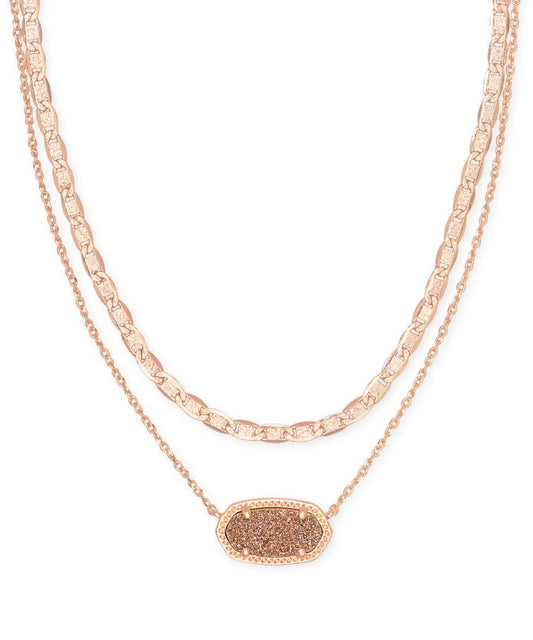 Elisa Rose Gold Multi Strand Necklace In Rose Gold Drusy