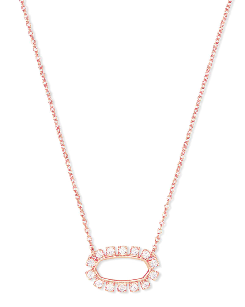  Elisa Open Frame Crystal Pendant In Rose Gold