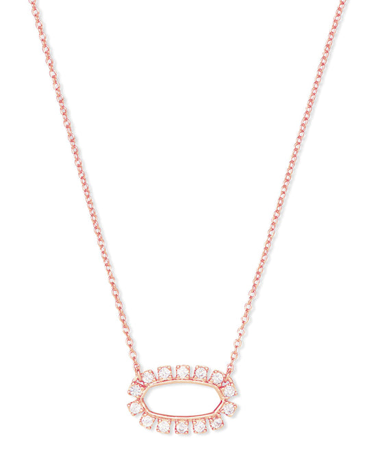  Elisa Open Frame Crystal Pendant In Rose Gold