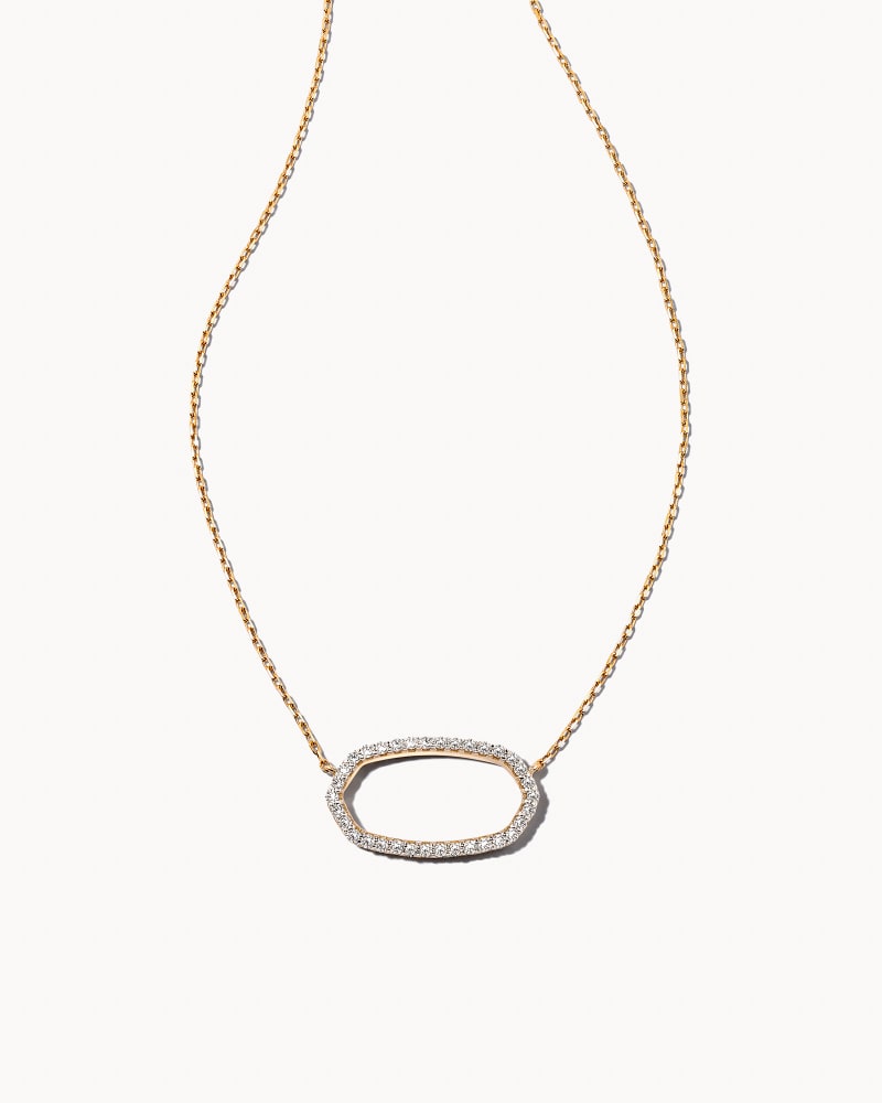  Elisa 14k Yellow Gold Open Frame Pendant Necklace In White Diamond
