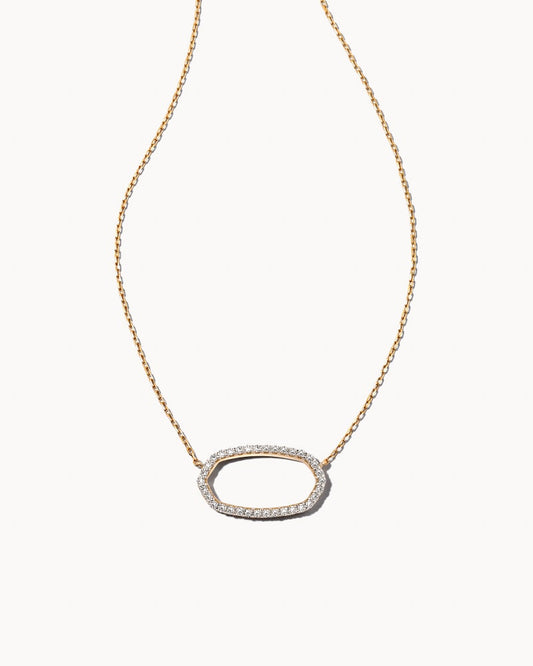  Elisa 14k Yellow Gold Open Frame Pendant Necklace In White Diamond