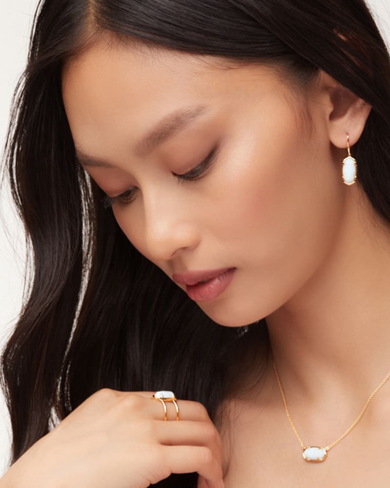  Elisa 18k Gold Vermeil Pendant Necklace In White Sterling Opal