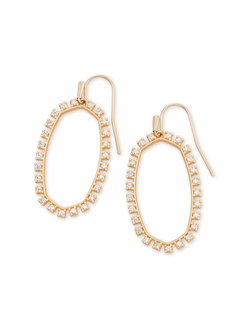  Elle Open Frame Crystal Drop Earrings In Rose Gold