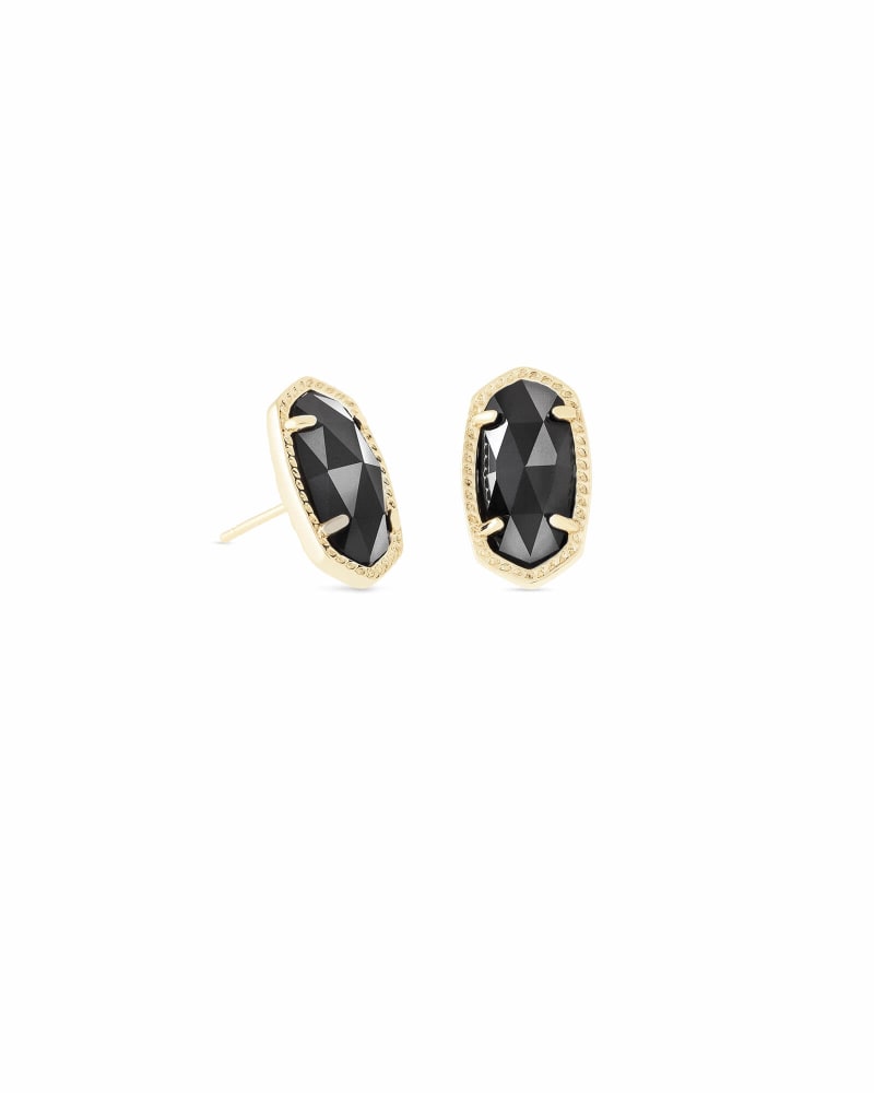  Ellie Gold Stud Earrings In Black