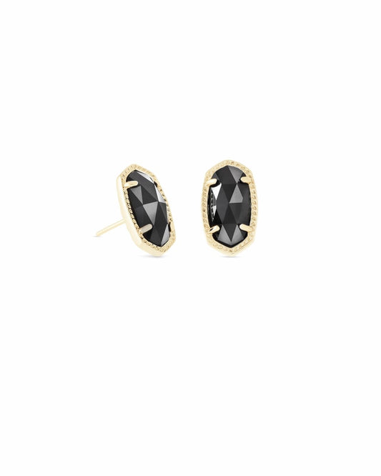  Ellie Gold Stud Earrings In Black