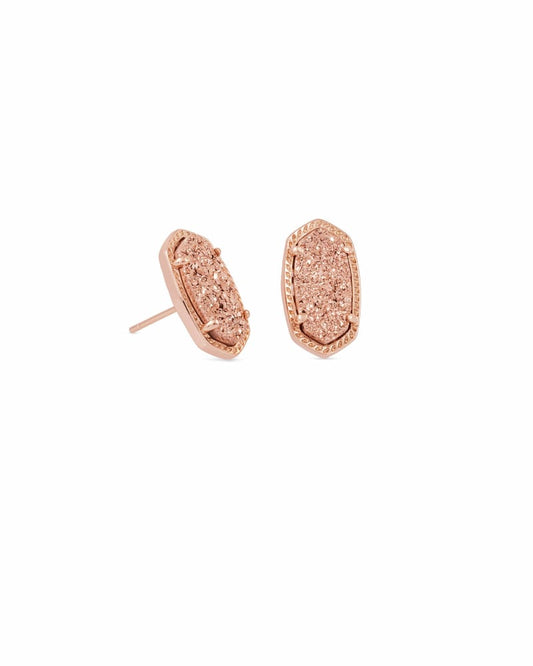  Ellie Rose Gold Stud Earrings In Rose Gold Drusy