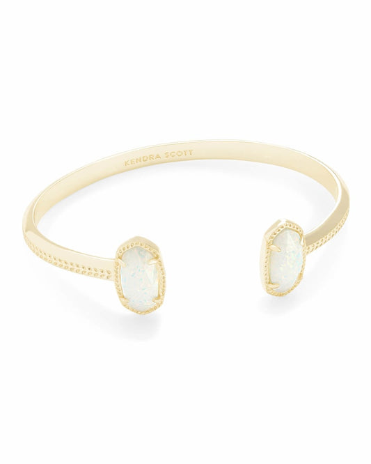  Elton Gold Cuff Bracelet In White Kyocera Opal
