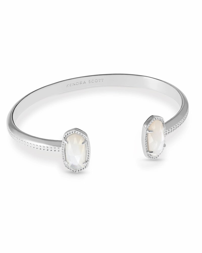  Elton Silver Cuff Bracelet In Ivory Mother-of-Pearl