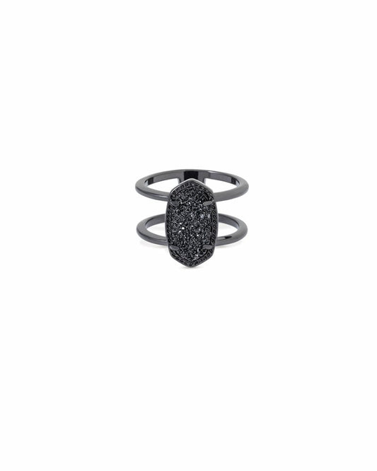 Elyse Gunmetal Ring In Black Drusy