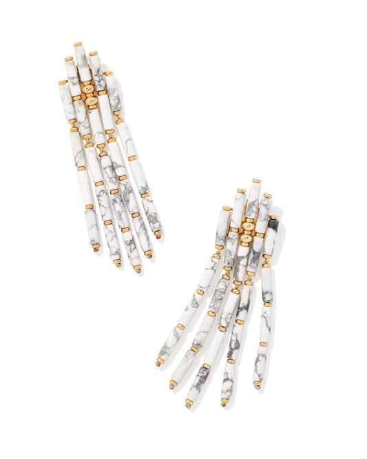  Ember Gold Statement Earrings In White Howlite