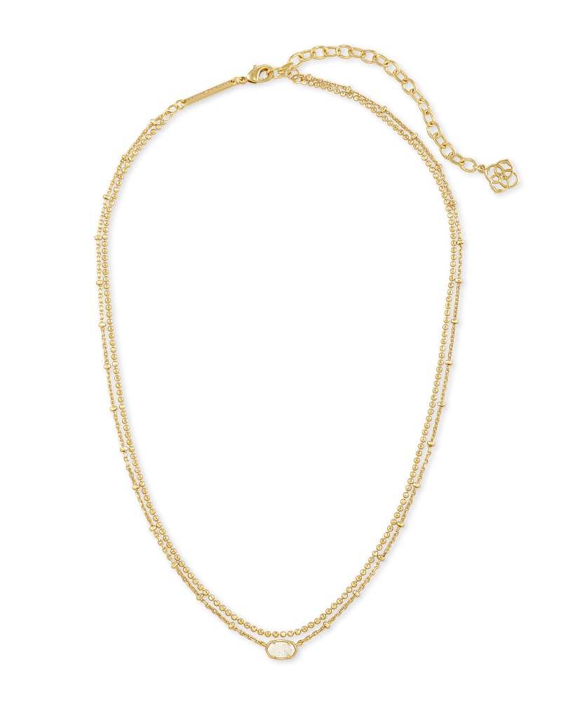  Emilie Gold Multi Strand Necklace In Iridescent Drusy