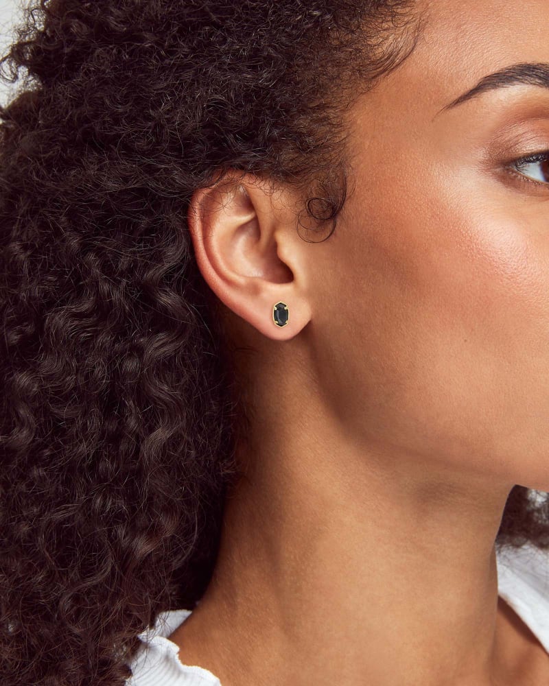 Emilie Gold Stud Earrings In Iridescent Drusy