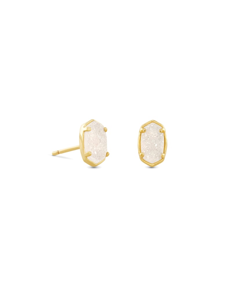  Emilie Gold Stud Earrings In Iridescent Drusy