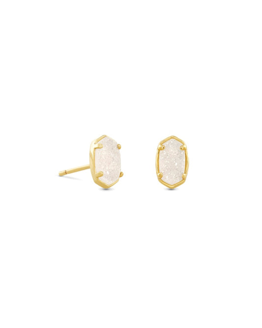  Emilie Gold Stud Earrings In Iridescent Drusy