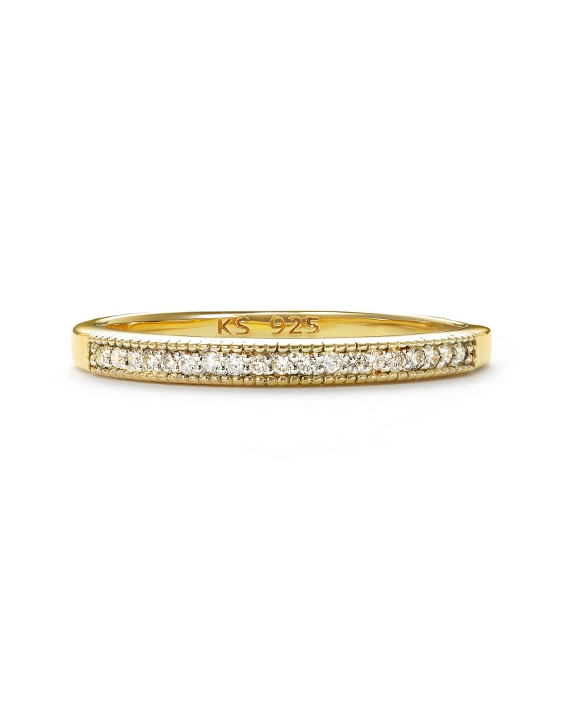  Ensley 18k Gold Vermeil Band Ring In White Diamond