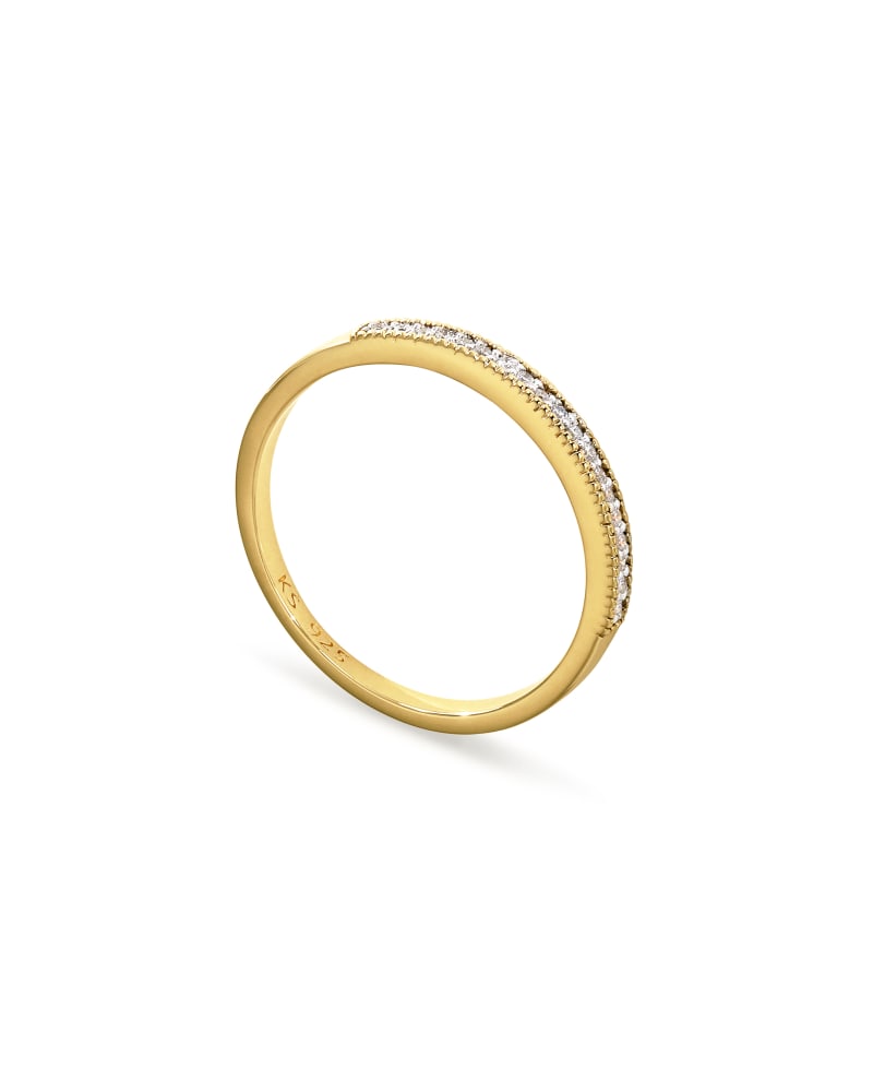  Ensley 18k Gold Vermeil Band Ring In White Diamond