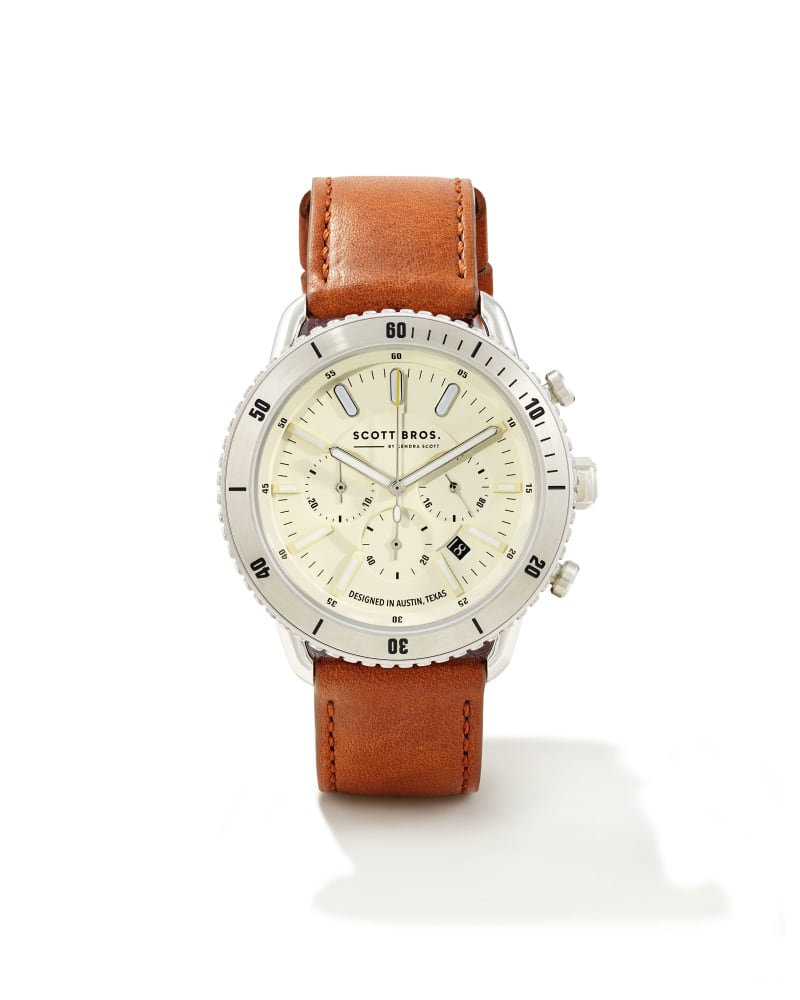  Evans Stainless Steel 44mm Chronograph Watch In Ivory