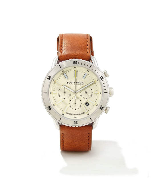  Evans Stainless Steel 44mm Chronograph Watch In Ivory