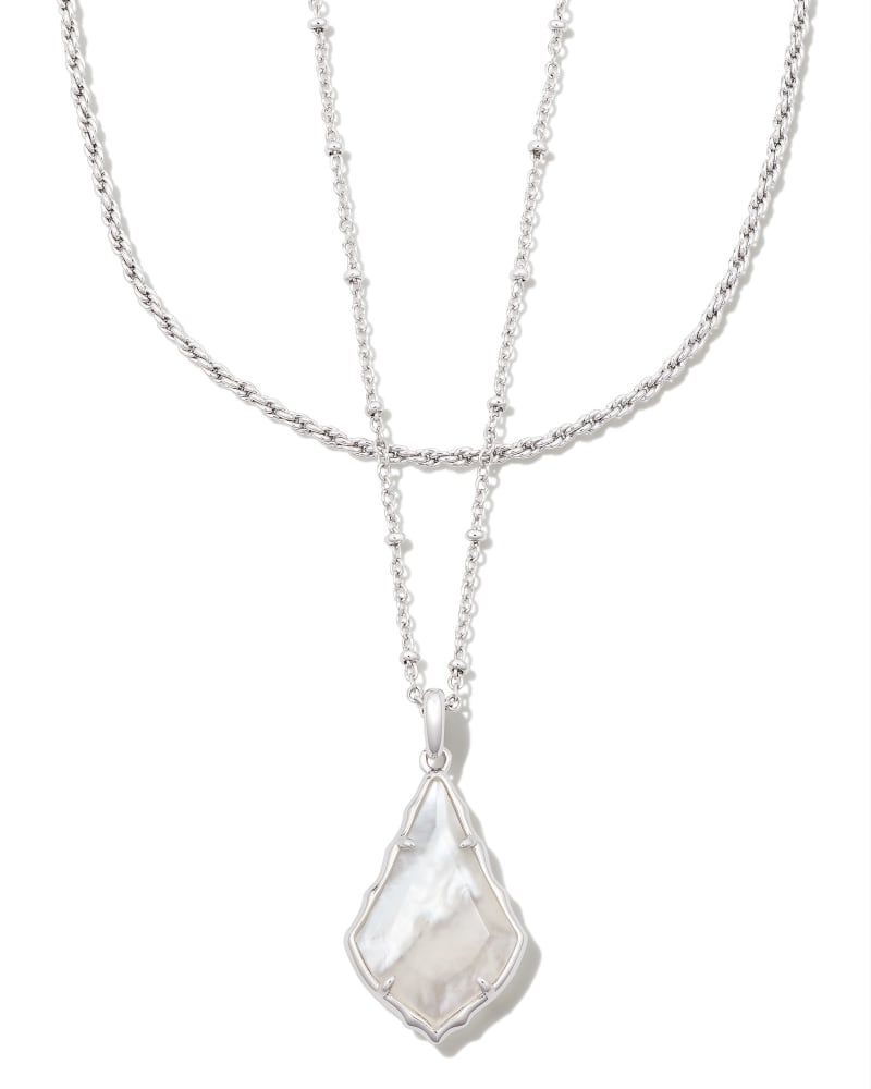  Faceted Alex Silver Convertible Necklace In Ivory Illusion