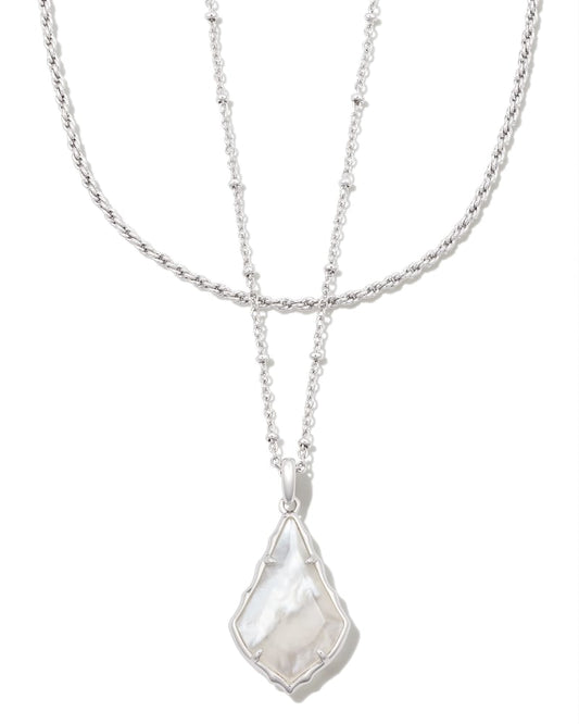  Faceted Alex Silver Convertible Necklace In Ivory Illusion