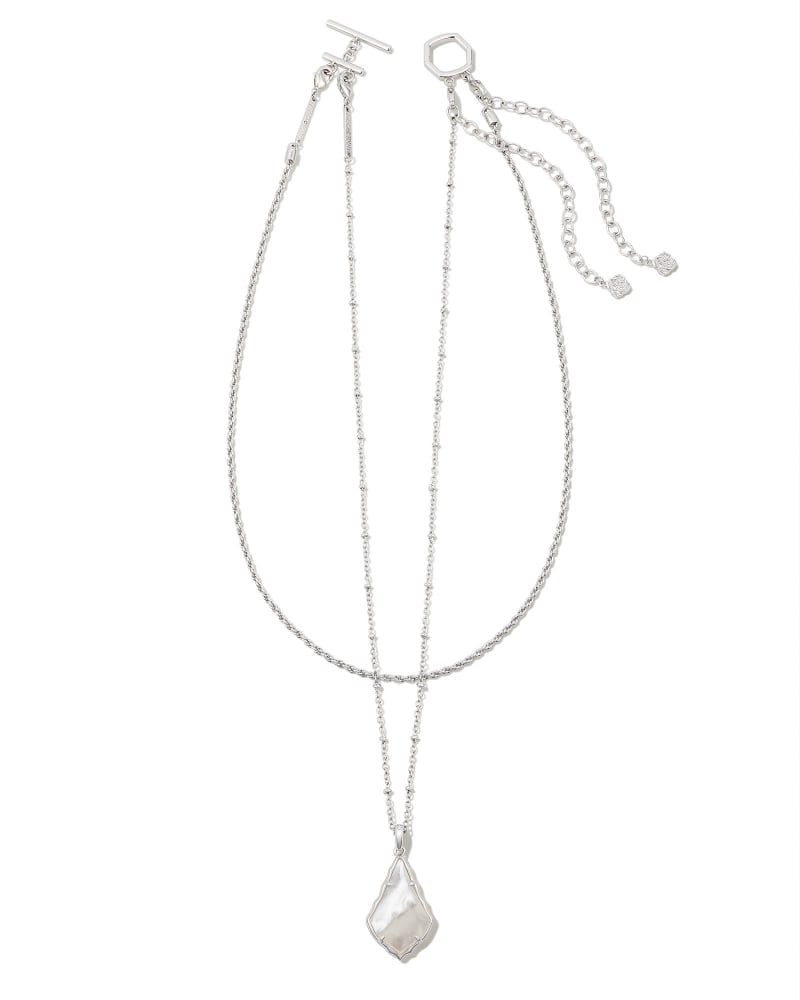  Faceted Alex Silver Convertible Necklace In Ivory Illusion