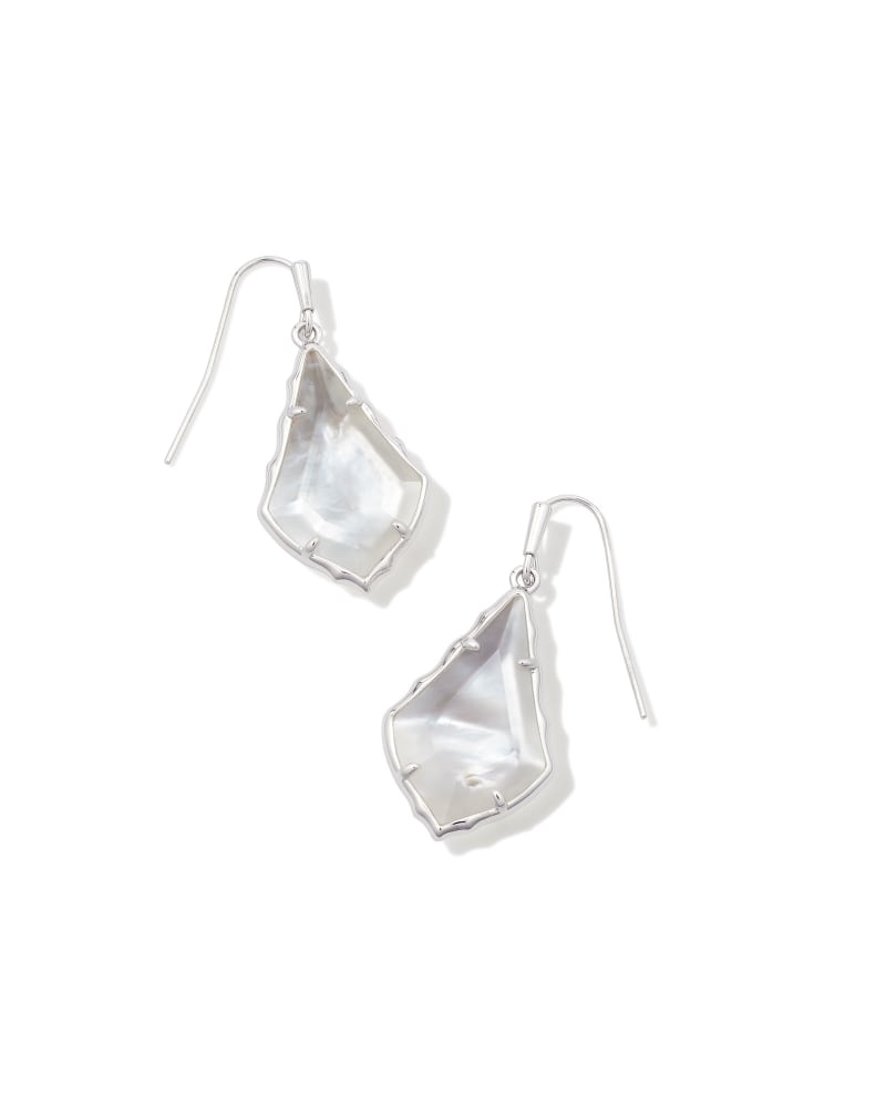  Small Faceted Alex Silver Drop Earrings In Ivory Illusion